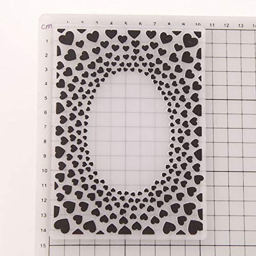 Lots of Love Heart Shape Frame Window Background Plastic Embossing Folder for Scrapbook DIY Album Card Tool Plastic Template Folders - Image 2