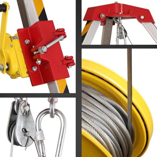Système de levage de trépied industriel en aluminium - Kit de sauvetage durable pour la sécurité - Mécanisme autobloquant pour tuyau de sauvetage et applications industrielles