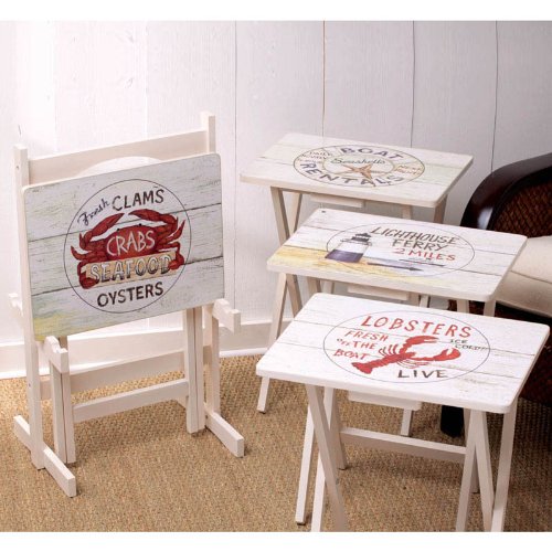 Capecraftsmennauticaltvtraysetwithstandsetof4 Urban Country Home Decor Cape craftsmen nautical tv tray set with stand set of 4 urban country home decor
