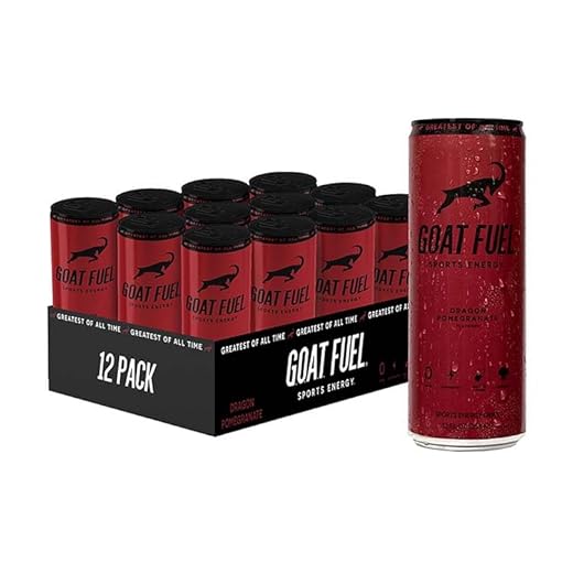 GOAT Fuel® Preworkout Sports Energy Drink - Sugar-Free Pre Workout Healthy Energy Drink - Increase Mental and Physical Performance - with Cordyceps Mushroom, BCAAs and Electrolytes 12 Pack Dragon