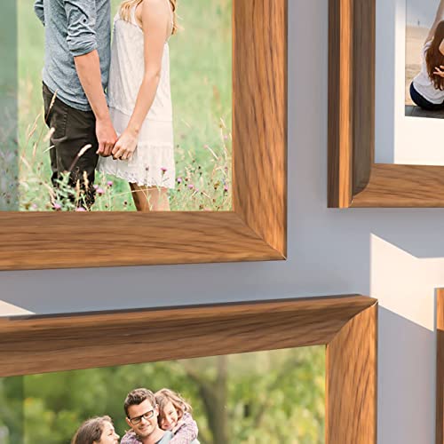 Image of Wooden Wall Collage Photo Frame Set of 8 for Wall Decor, Mixed Size Picture Frames for Family Photos, Gallery Wall Frame Set with Premium Finish for Living Room, Bedroom & Home Decorations (Wood Brown)