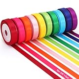 ETIONFUN Rainbow Ribbons, 10 Rolls Ribbons, Colorful Satin Gift Wrapping Ribbons, 10-Color Craft Ribbons for Gift Wrapping & Bows, 5 Yards x 0.375 Inches
