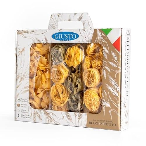 Giusto Sapore Pasta Gift Set - Imported From Italy - Perfect For The Foodie In Your Life - Classic Trio Pappardelle, Tagliatelle & Tagliolino #TOP1