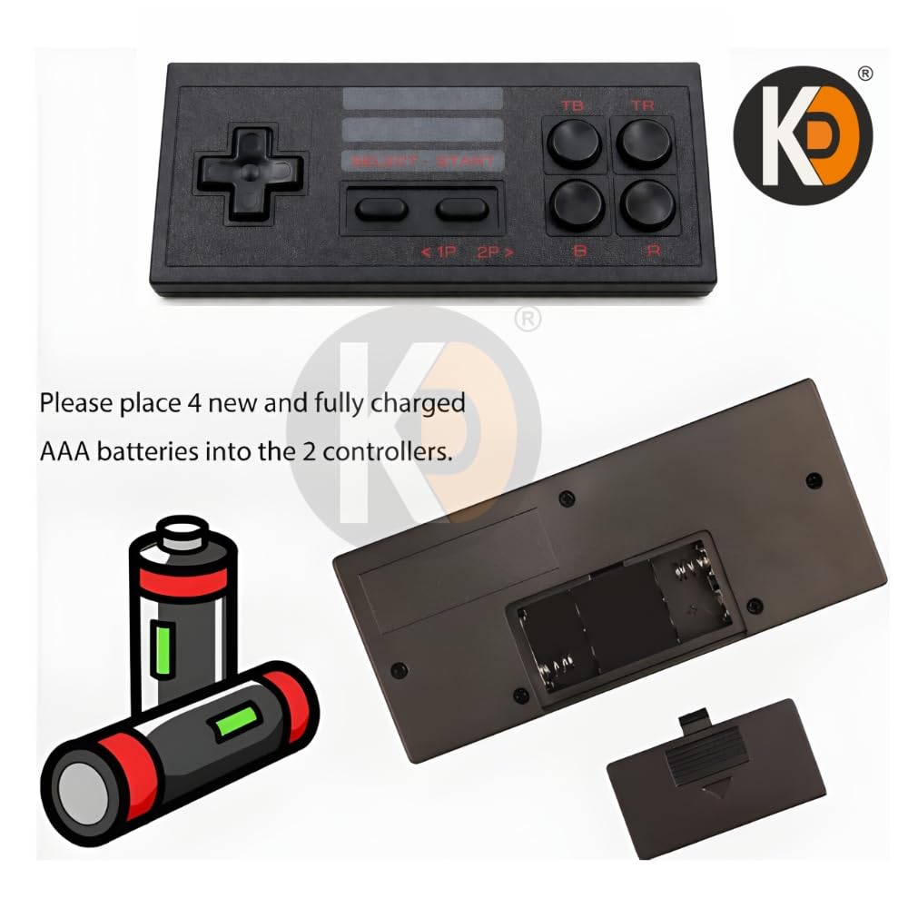 K D TV Video Game Console with 1000+ Built-in Games | Wireless 2 Player Retro Game Stick | 8 Bit Plug & Play TV Gaming Set with 2 Controllers | AV Output Mini Game Box for Kids & Adults 2