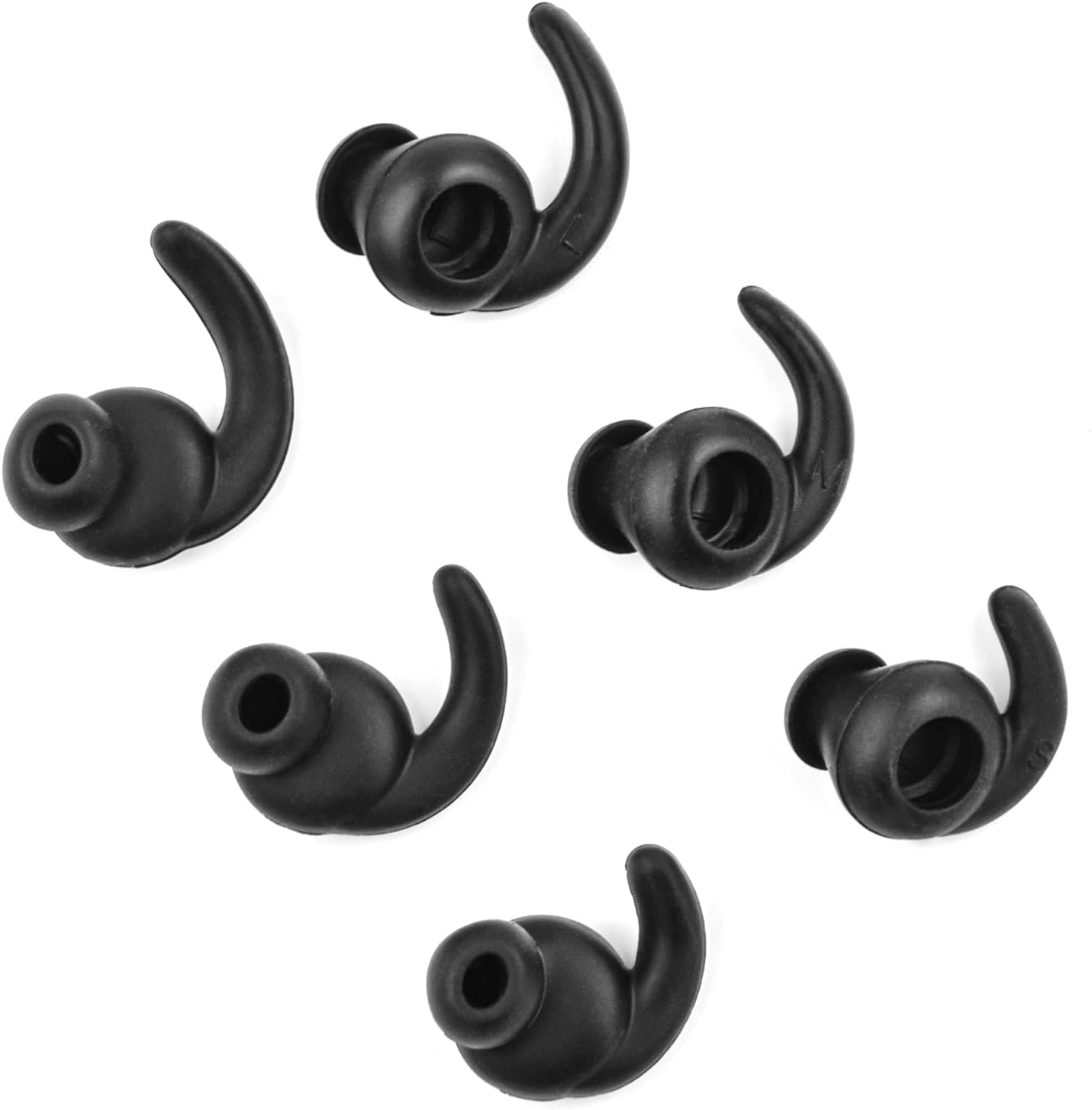 3 Pairs Silicone Hooks Eartip Eartips Earbuds Eargels Compatible with Synchros Reflect BT Sports Wireless Bluetooth Earphones(Black)