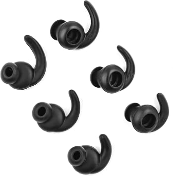 3 Pairs Silicone Hooks Eartip Eartips Earbuds Eargels Compatible with Synchros Reflect BT Sports Wireless Bluetooth EarphonesBlack