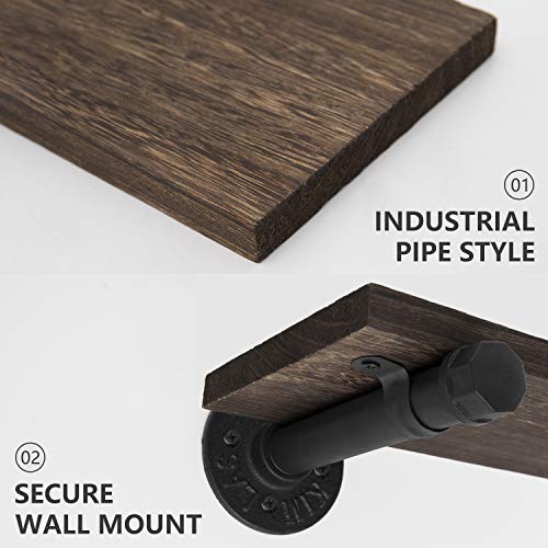 Mkono JJGYJZ001 Floating Shelves Wall Mounted Industrial Shelves Rustic Wood Wall Shelf thumb #4