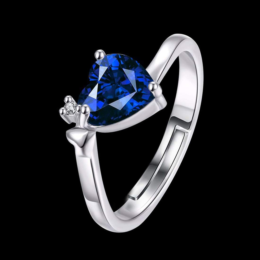 Romantic Heart Crystal Silver Plated Ring