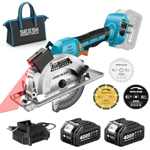 SEESII Brushless Cordless Circular Saw with 2×4.0Ah Batteries & Charger - image 1