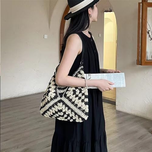 Boho Straw Beach Bags for Women Summer Beach Tote Bag Vintage Classic Shoulder Bag Straw Bags Women Handbags for Travel Vacation3
