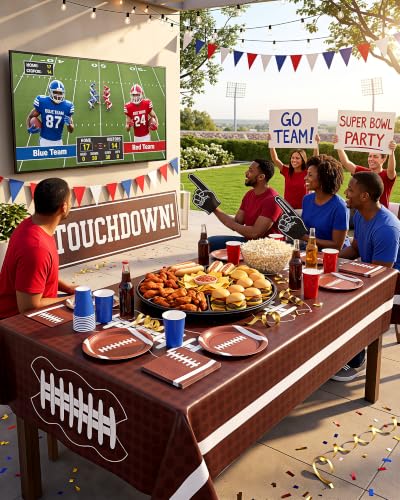 Image of Pureegg Football Party Decorations Tablecloths 6 Pack, 54 x 108 Inch