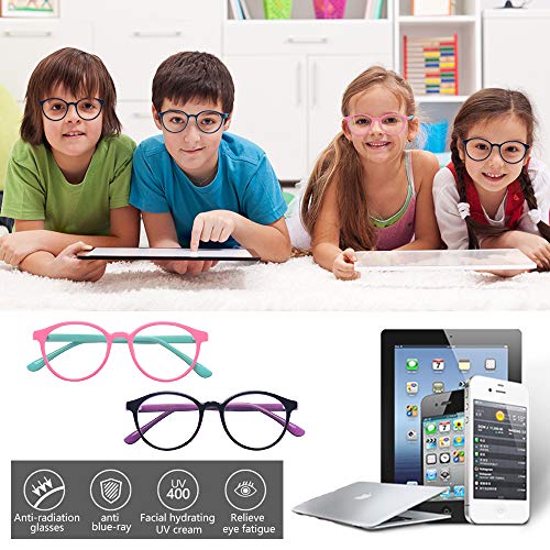 Image of Square Blue Light Blocking Glasses 2 Pack for Kids Clear Computer Blocking Glasses For Boys Girls Age 3-12