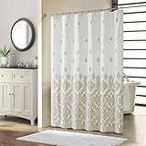 SD SDLIVING Hudson Paisley Waterproof Taupe Polyester Fabric Printed Beige Decorative Shower Curtain...