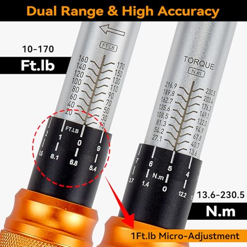 Image of Car Wheel Torque Wrench Set, 6-Piece Tire Change Kit, 10-170 ft-lb