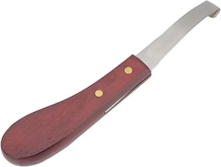 Horse Hoof Knife, Hoof Knife Stainless Steel Double Sided Right Handed Shoeing Knife Wooden Handle Hoof Knife for Horse Hoof Trimming