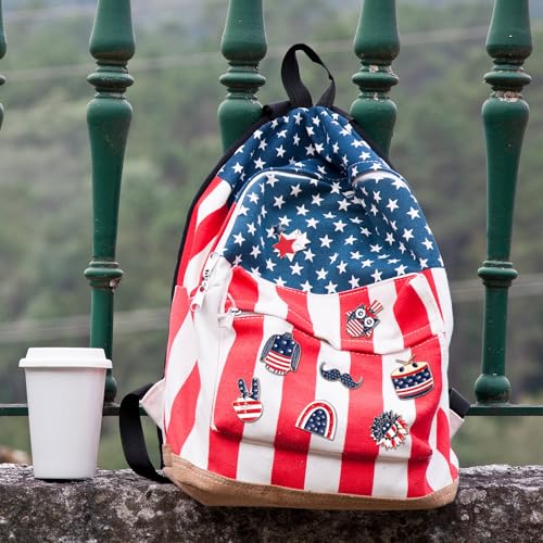 Image of Giegxin 40 Pcs American Flag Pins Bulk Veteran Lapel Pins Gift American Flag USA Brooch for Backpacks Red White and Blue Brooch Military Gift for Clothes Bags Accessories