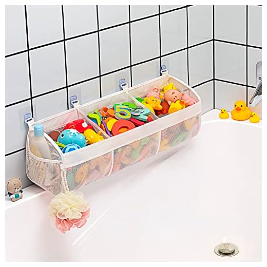 Austion Original 3 Compartment Horizontal Large Openings Bath Toy Organizer for Tub, Capacity Upgrade Bath Toy Storage and Holder, Bathtub Toy Holder for Easy Access and Sorting of Toys.