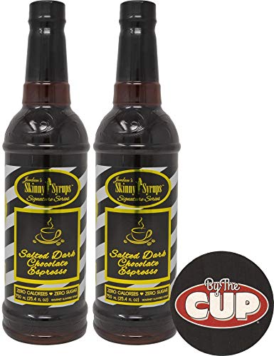 Jordan s Skinny Syrups Sugar Free Signature Series Salted Dark Chocolate Espresso 750 ml (Pack of 2) with By The Cup Coaster