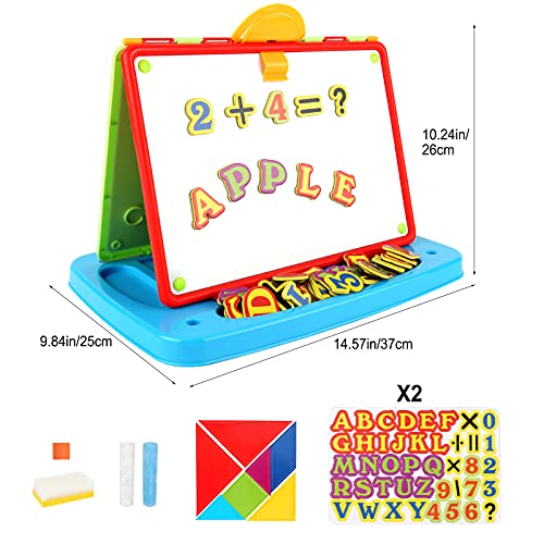 deAO Kinderkunst tekening, Doodle tafelblad 2in1 dubbelzijdige planken - schoolbord en magnetisch whiteboard met krijt… - Afbeelding 7