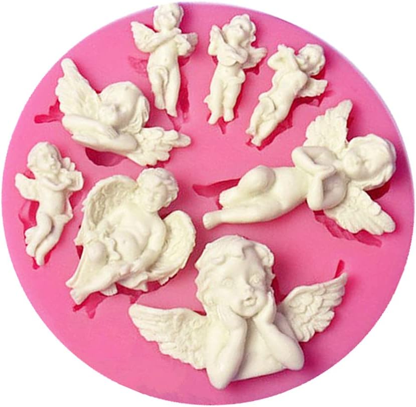 8 Fairy Sizes Shapes Angel Baby 3D Wing Silicone Mold Tools for Make Chocolates Hard Candies Desserts Ice Candles Soap Baking Cake Decor