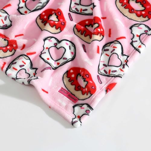 Image of Betsey Johnson - Blanket, Buttery-Soft Throw Blanket for Couch or Bed, Boldly Plush & Oversized Bedding (Donut Hearts Pink, 50 inch x 70 inch)
