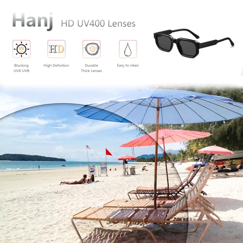 Image of Hanj Rectangle Retro Sunglasses for Women Men Vintage Square Sun Glasses Fashion Classic 90s Shades