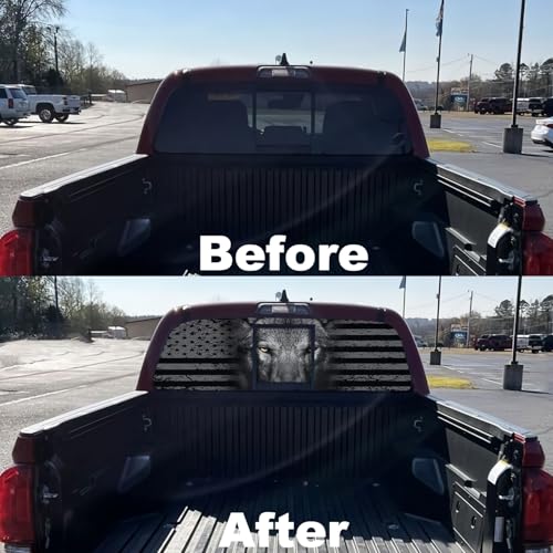 Image of Wolf American Flag Decal for Truck & Car (65x20in)