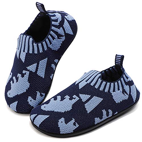 Toddler Kids Slippers Socks Shoe Non-Slip House Shoes First Walkers Shoe for Boys & Girls Lightweight Indoor Slippers BlueGray 4 Infant