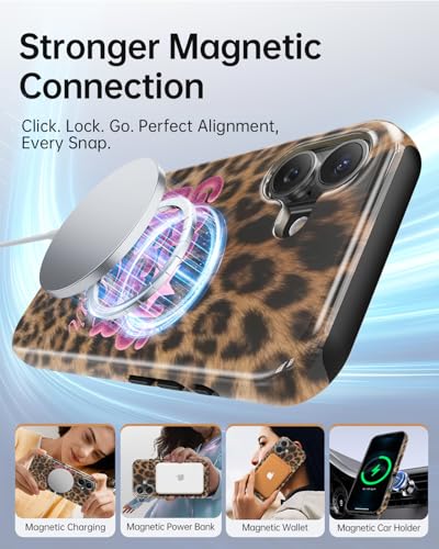 Coque iPhone 17 léopard compatible MagSafe en silicone antichoc