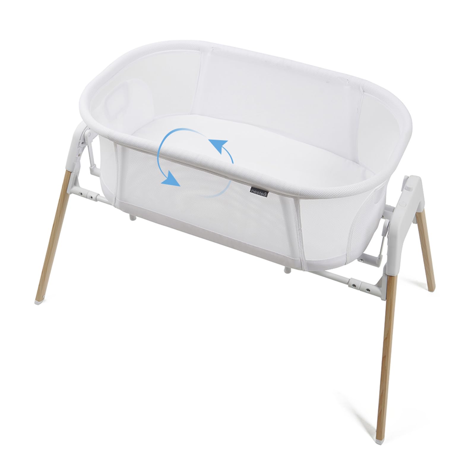 Nested Glide N Go, bedside crib, cradle, rocker, travel cot with mattress and carry bag
