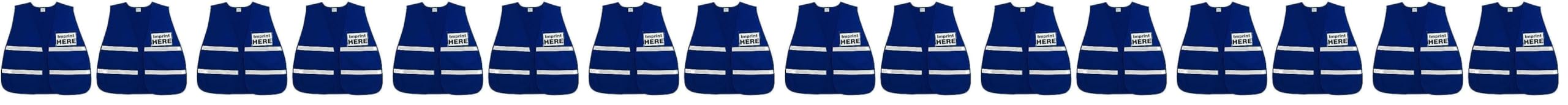 MCR Safety Blue Adult Unisex Vest,Medium,Polyester/Cotton Blend,V-Neck,Regular Fit,Utility Pocket,1" White Reflective Stripe