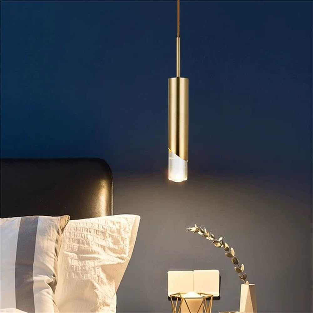Nowoczesna lampa sufitowa ze szczotkowanego niklu w kolorze czarnym, mini lampa wisząca LED o regulowanej wysokości, ściemniana, trzy kolory (złota)