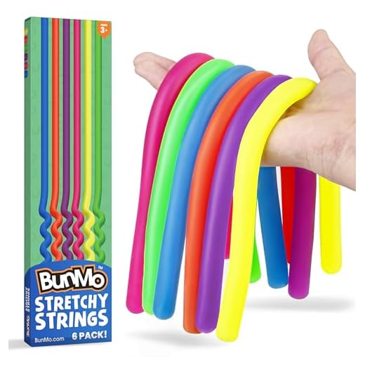 BunMo Fidget Toys for Adults - Stretchy String Sensory Play Toys - 6 Pack