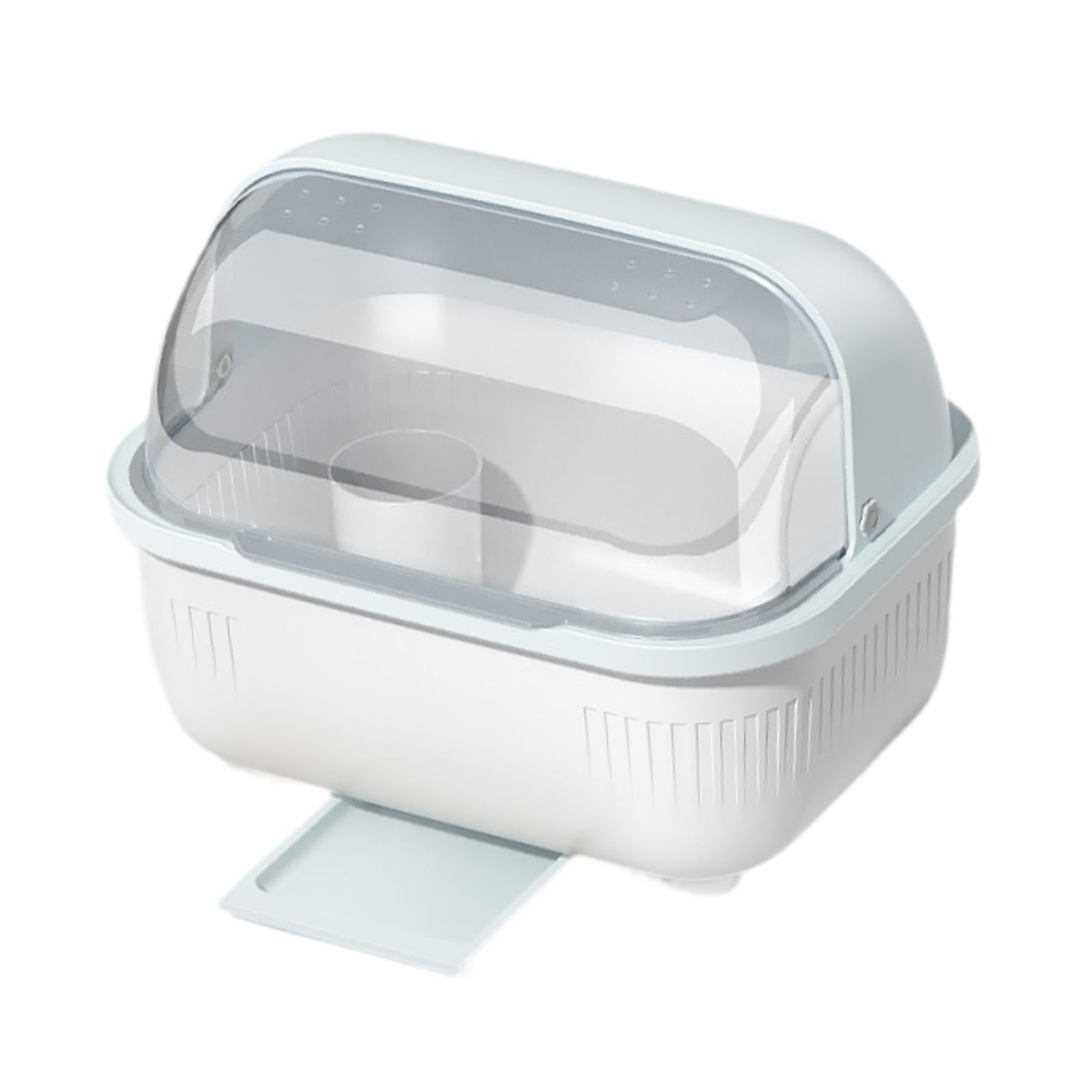 Escurridor de Platos, Escurridor de Platos con Tapa, Organizador de Platos, Vajilla con Tapa, Escurridor de Tazones, Soporte para Cubiertos, Azul
