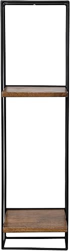 Bloomingville Estante de pared moderno de metal y madera, natural y negro