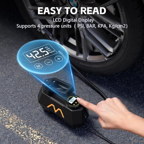 Tire Inflator Portable Air Compressor, Air Pump for Car Tires-9.84 Ft Cord,12V DC-Powered Auto Pump with Digital Pressure Gauge,Emergency LED Light, Car Accessories for Motorcycle Bicycle Ball Balloon - Image 4