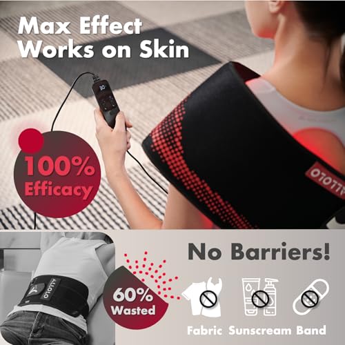 Image of ALLOLO Red Light Therapy for Body, 3 in 1 LEDs Red Light Therapy Belt with Timer Remote Control, 660nm 850nm Infrared Light Therapy Pad for Body Waist Shoulder Knee, 39 inch x 7.7 inch Large Area
