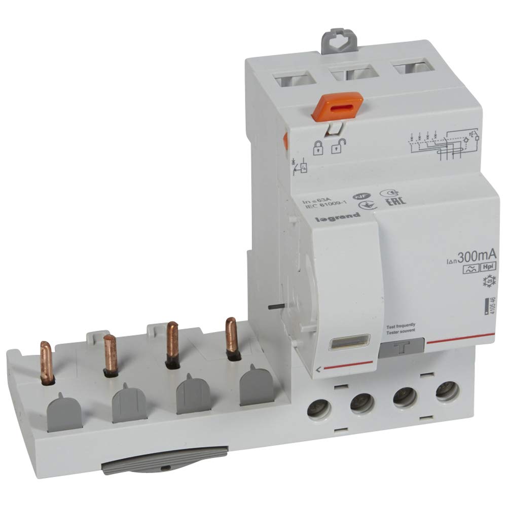 Bloc différentiel adaptable DX3 4P 400V~ - 63A - typeF 300mA - pour disj 1 module/​pôle