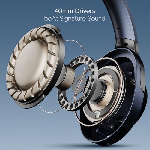 Image of Boat Nirvana 751 ANC,65Hrs Battery,Hybrid Active Noise Cancellation(33dB),Fast Charge,Ambient Mode,Integrated Controls,Carry Pouch,Bluetooth Over Ear Headphones,Wireless Headphone with Mic(Bold Blue)