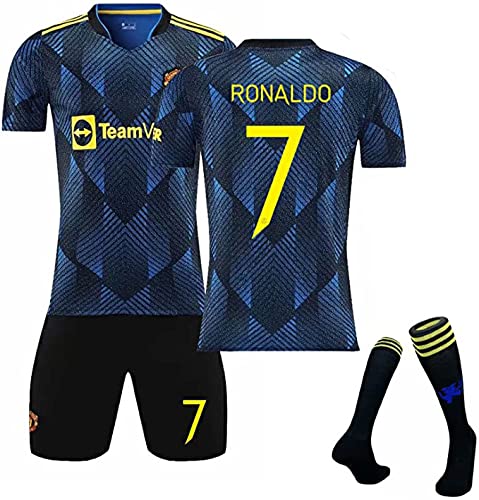 M-U Ronaldo Jersey Set Soccer Jerseys 2021/22, No.30 Sports Training T-shirts And Shorts For Adults/Children, Soccer Jersey Set For Children, Boys, Gifts(Size:kid-20,Color:Blue-7)