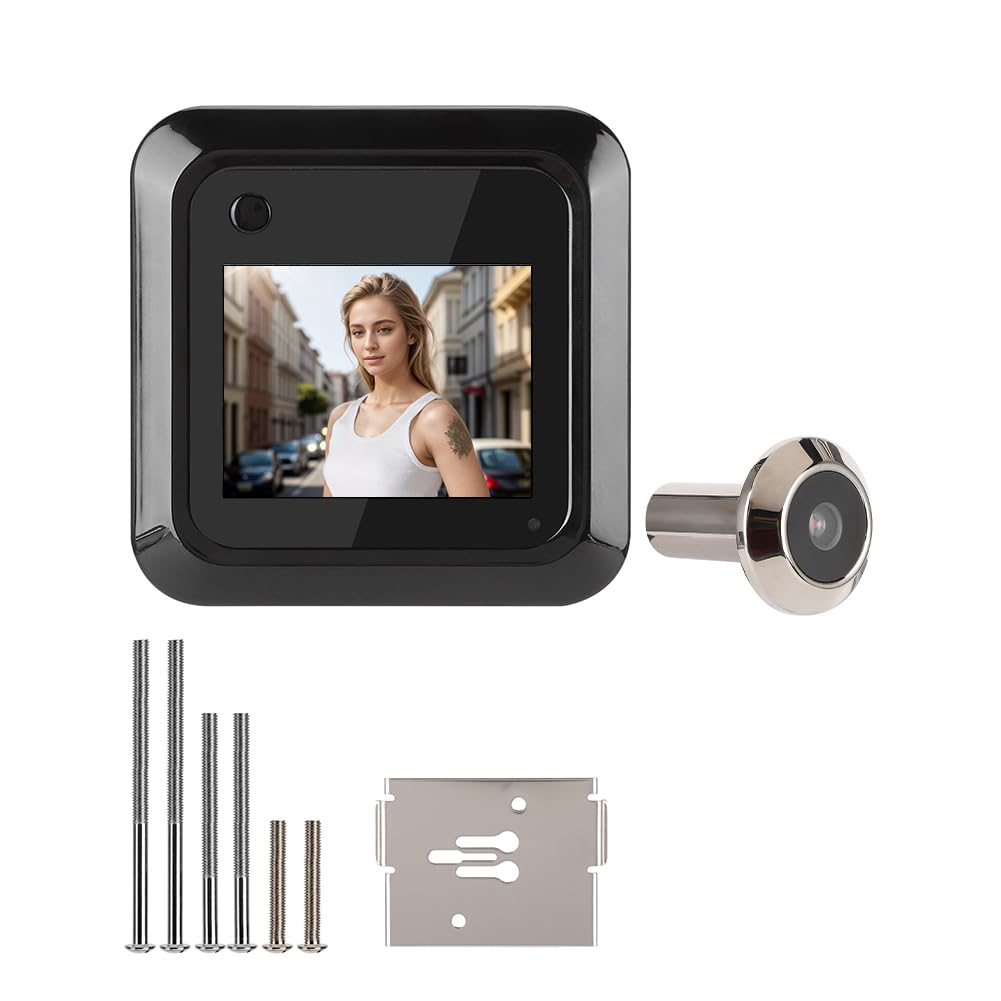 Visor de Puerta Digital, Cámara de Mirilla HD Visor con Batería Timbre Electrónico Inteligente IR Visión Nocturna Detección de Movimiento Ojo de Gato 0.3MP con Pantalla LCD