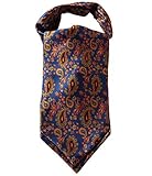 SetSense Men's Ascot Floral Paisley Jacquard Woven Cravat Tie Blue / Orange