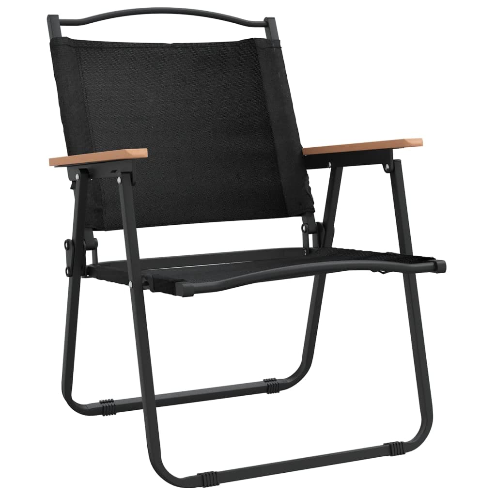 Campingstühle 2 STK Schwarz 54x55x78 cm Oxford-Gewebe klappbar mit Armlehne und Rückenlehne, wetterfest und leicht, ideal als Gartenstuhl, Balkonstuhl