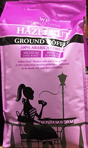 Wellsley Farms Hazelnut Ground Coffee Medium Dark Roast Rich and Flavorful, 2 Lbs by Wellsley Farms