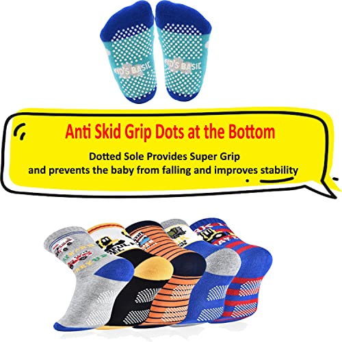 Image of Kidbee Baby Boy's Organic Cotton Anti Slip Grippers Socks