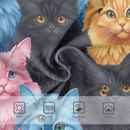 CHIFIGNO Boy Briefs Cotton Underwear Soft Printed Little Boys Underwear Briefs, Black Blue Pink Orange Cats3