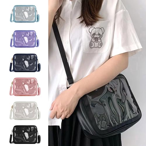 LUOFENG Crossbody Bags,Women Ita Messenger Bag Ladies Japanese Style Shoulder Bag Girls Cute Transparent Crossbody Bag Student Uniform Bag