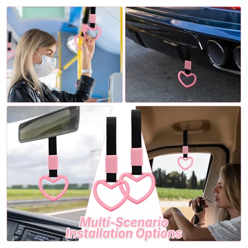 image for JUYQZ 2 Pcs Heart Shaped Car Handle Strap – Drift Charm Rear Bumper 