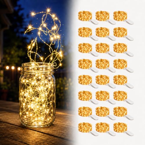 LEDIKON 24 Pack Fairy Lights Battery Operated -6.6ft 20 LED Warm White