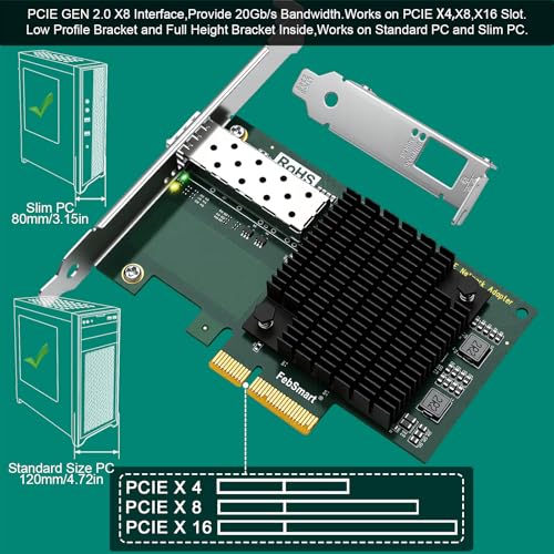 Tarjeta NIC PCIE de 10 GbE con chip Intel 82599EN y puerto de fibra SFP+ para PC 6